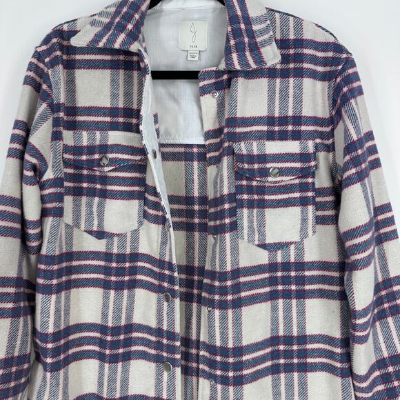 Joie Boyfriend Plaid Wool Blend Snap Front Shacket Jacket Womens XS - Picture 2 of 8
